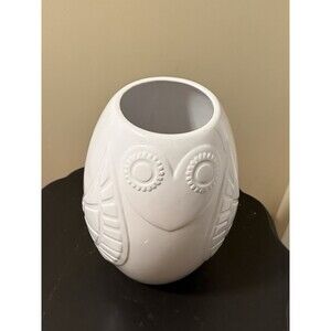HAPPY CHIC JONATHAN ADLER WHITE LOLA OWL VASE PLANTER 10"